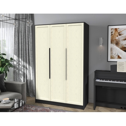 Шкаф распашной Тренд КТ-Ш3 (Антрацит ЛДСП/ Дуб снежный ЛМДФ) Ш1360 В2128 Г547